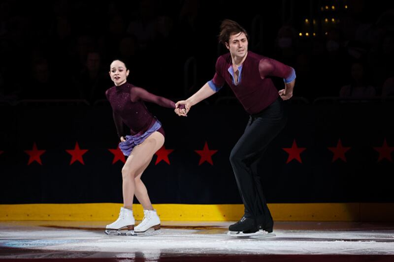 Ice skaters performing