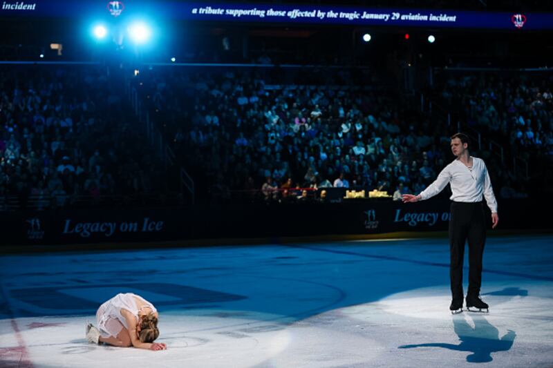 Ice skaters performing