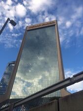 Photos: Firefighter removes pane of glass from side of Wells Fargo building in downtown Jacksonville.